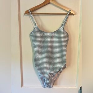 Andis Blue Gingham one piece swimsuit size medium